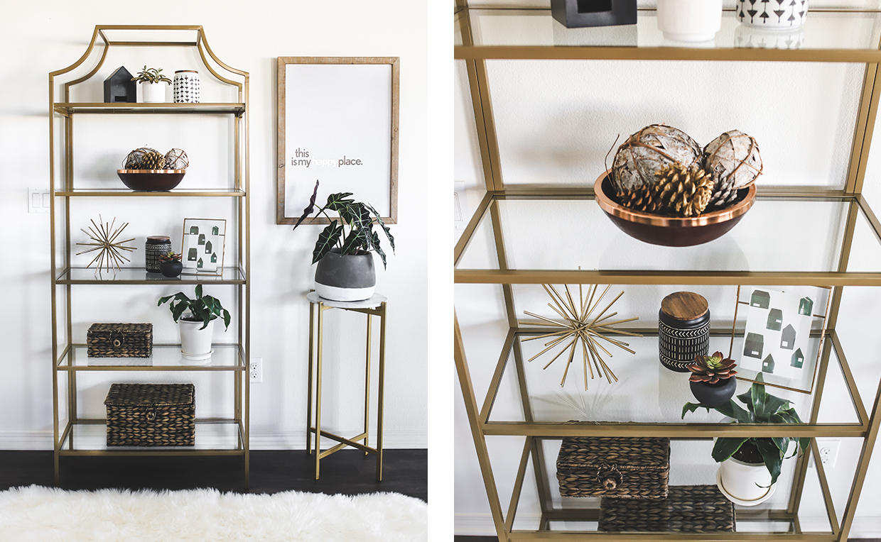 Blog_Amanda_1240x764_07.jpg Gold metal and glass tower bookcase in dining room
