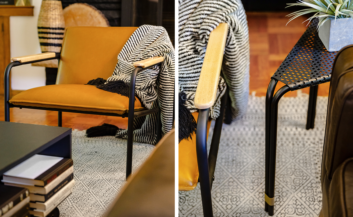 09_2.jpg faux leather chair, metal structure lounge chair