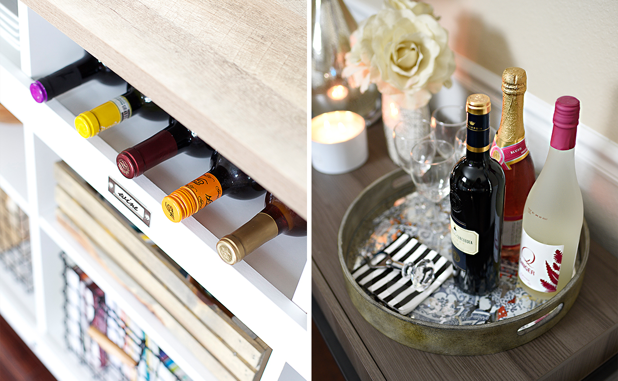 SmallSpaceEntertainingWine.jpg Trays and cutting boards can help with entertaining and serving wine and drinks.