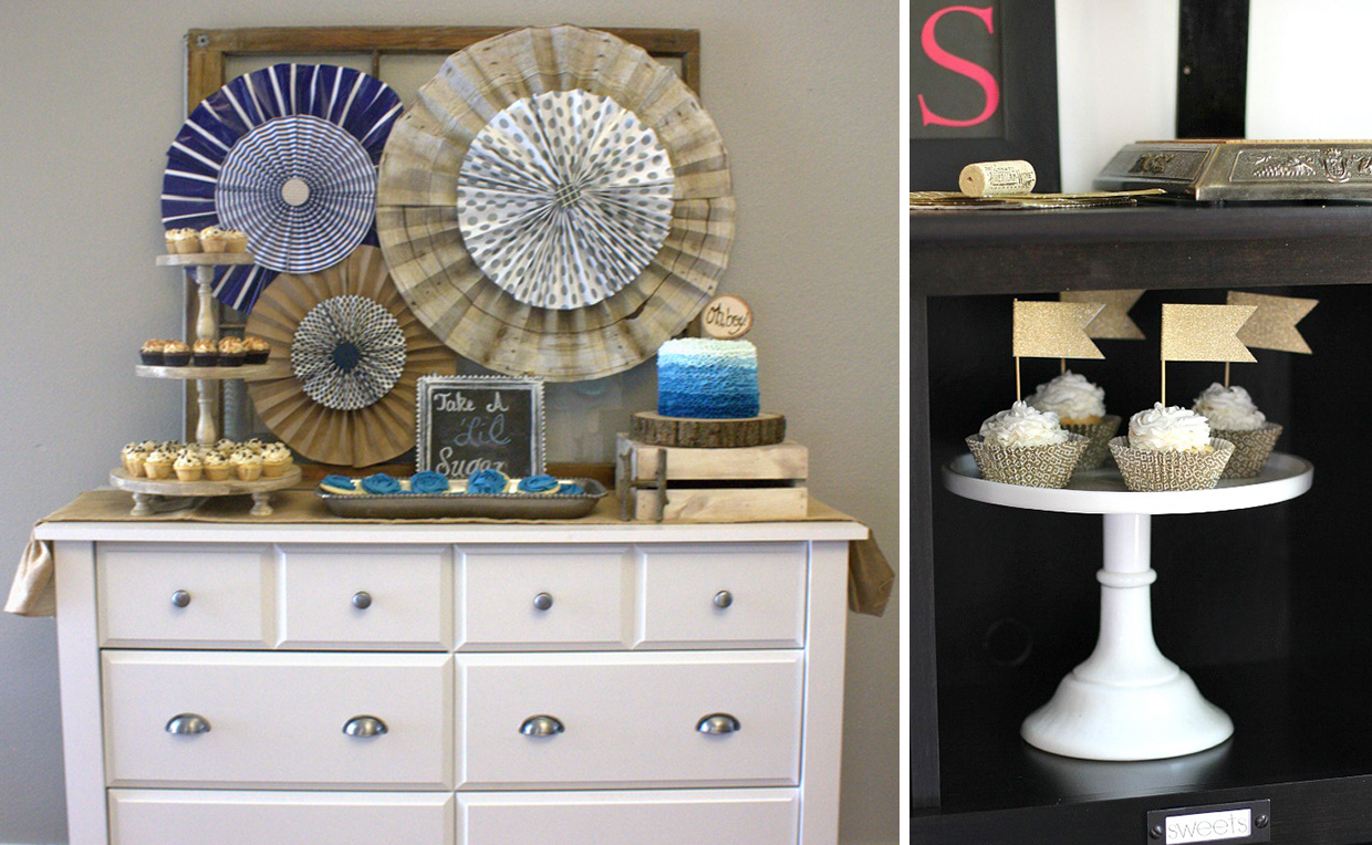 SmallSpaceEntertainingDessertBar.jpg Dresser used as a dessert bar for entertaining.