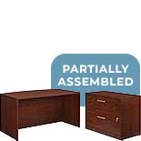 60" x 35" Bowfront Desk with Lateral File 431806